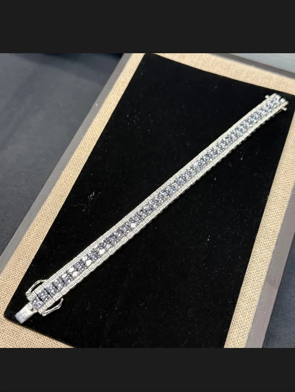 Sterling Silver Bondi Blue Tanzanite & Diamond Accent Bracelet 7.5